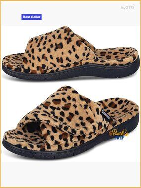 Adjustable Open Toe Slippers with Arch Support, Anti-Slip Indoor Outdoor House